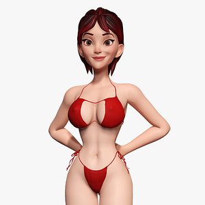 Cartoon Woman in Red Bikini girlfriend
