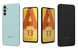 3D Samsung Galaxy A13 Black And Green Low Poly