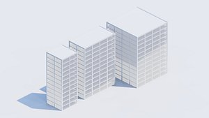 3D 3types Simple building L size model