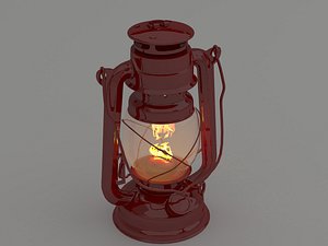 vintage oil lamp light flame 3d model