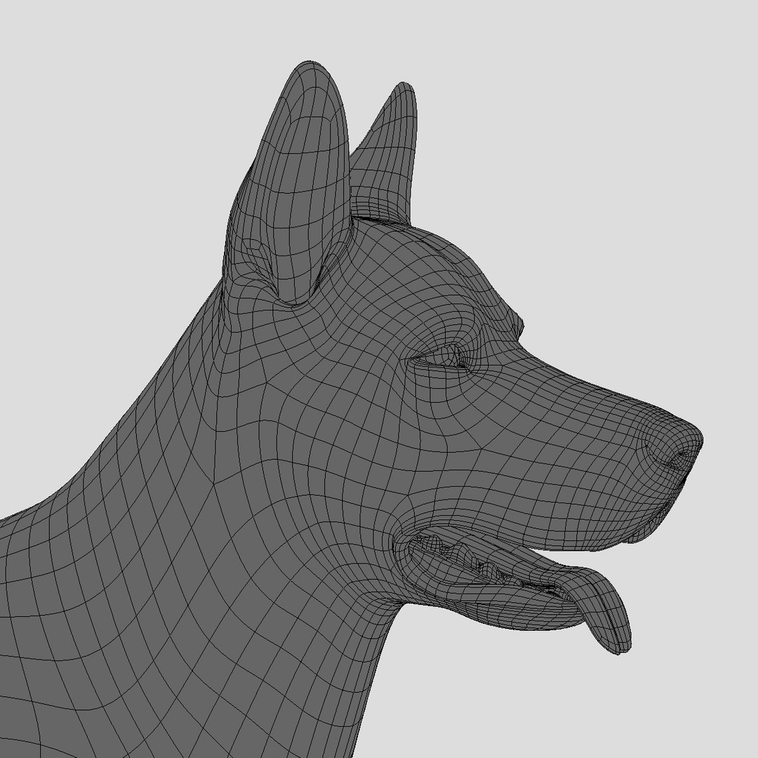 german shepherd fur animations 3d model