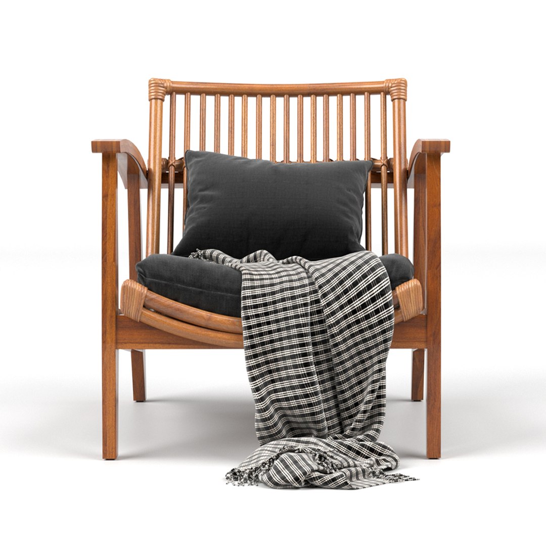 Noelie rattan lounge chair with online cushion