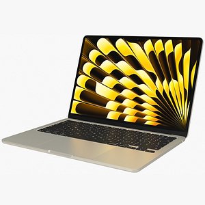 Apple MacBook Air 13 M4 2025 Starlight Rigged model