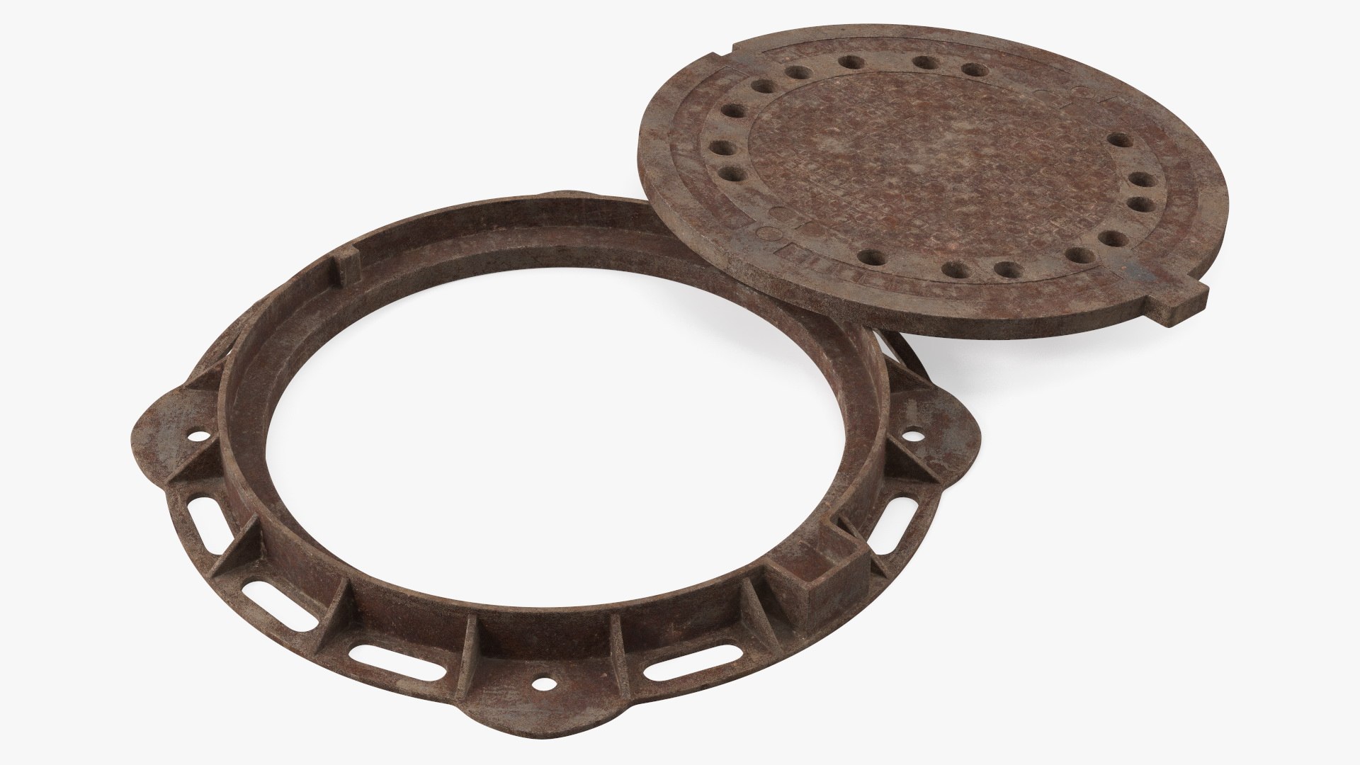 Rusty Manhole Cover 3D model preview