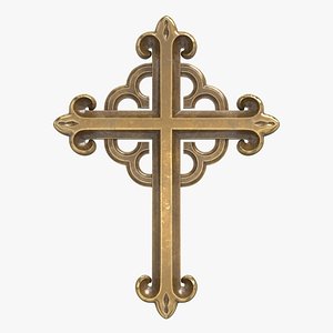 Gold Christian Cross 3D