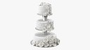 White Three Tier Wedding Cake with Roses