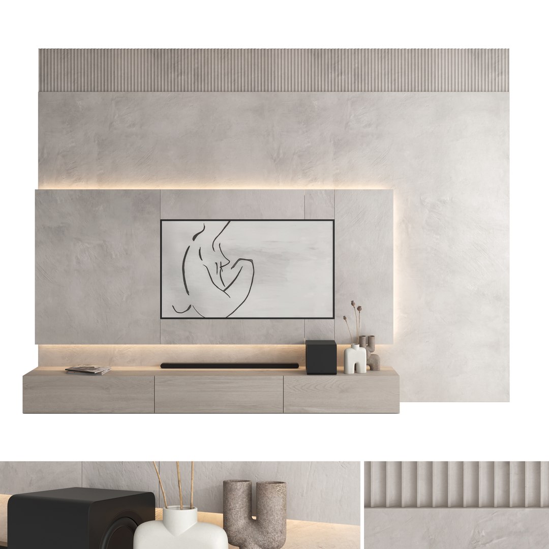 3D TV Wall Set 55 - TurboSquid 2081435