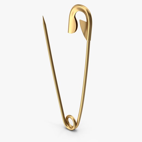 3D Gold Open Safety Pin model