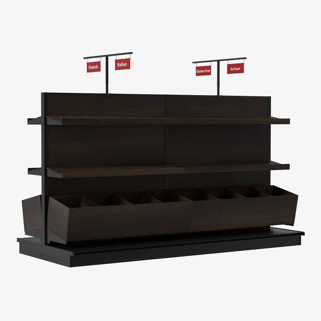 Bakery Display Shelves Dark 3D model preview