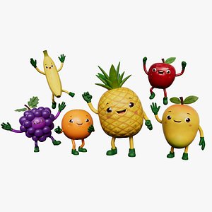 3D Fruits 3D Characters Pack model