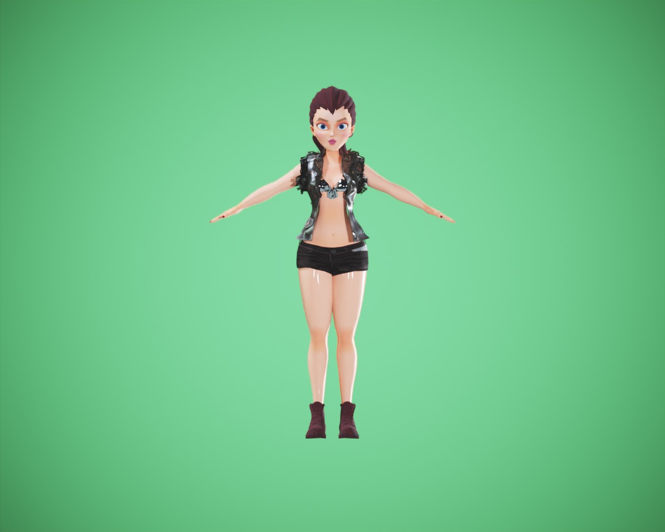 Cartoon Game Rigged Girl 3D Model - TurboSquid 2221476