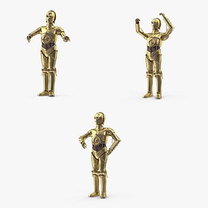 3d posed c3po pack model