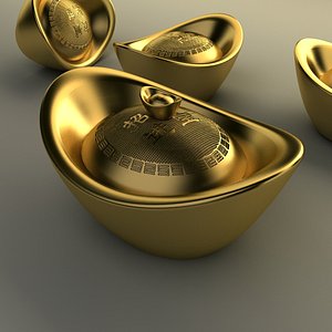 3d model chinese gold ingot