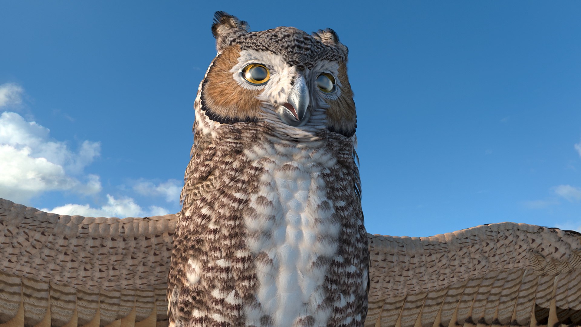 Great Horned Owl T-Pose 3D, Incl. animal & bird - Envato Elements