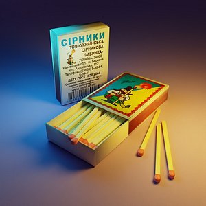 3d model of an inner box with matches