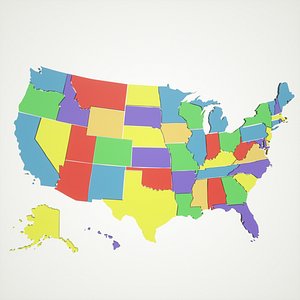 3D model maps united states america