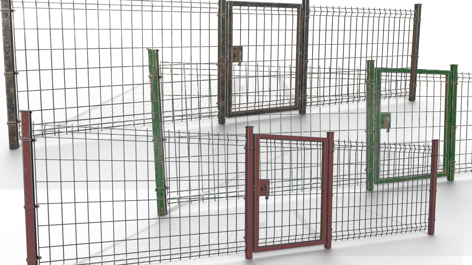Metal Gates And Grating Wall PBR Low-poly Game Ready 3D Model ...