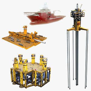 3D Used and Aged Sea Oilfield Infrastructure model