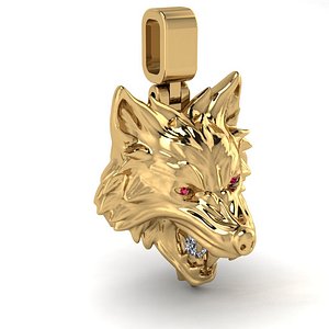 WOLF PENDANT II HOLLOW II HALF II 3D print model