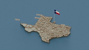 Texas detailed Map with Animated Flag