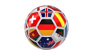 Rotating soccer ball with national flags 3D model
