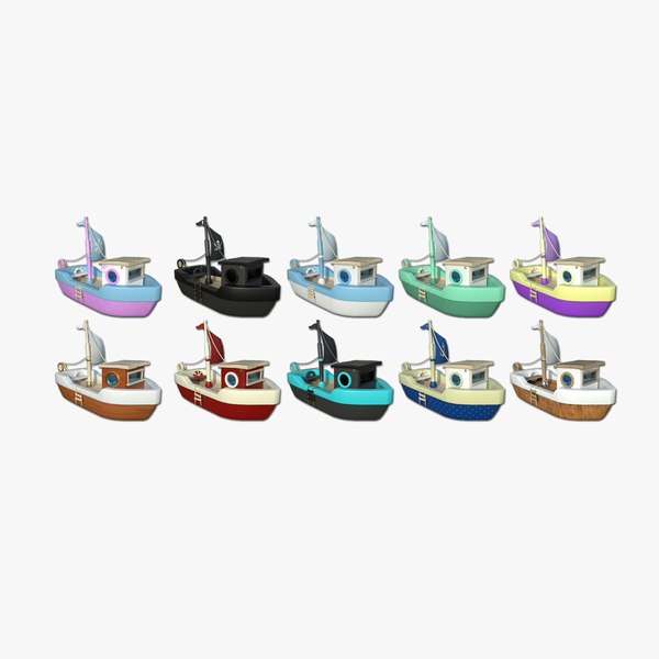 10 Cartoon Boat Collection - Low Poly Ship 3D model