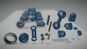 blue hydraulic suspension tires 3d model