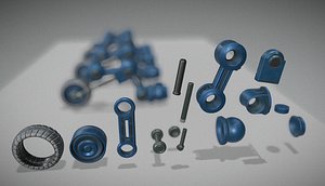 Hydraulic Suspension with Tires Blue Version Rigged and Animated