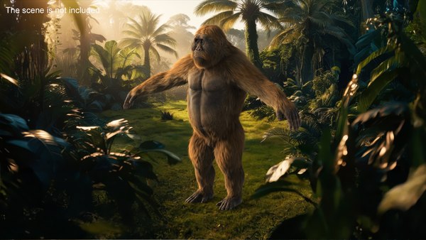 modelo 3d Gigantopithecus con piel aparejada - TurboSquid 2311874