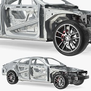 Car Frame with Suspension and Wheels