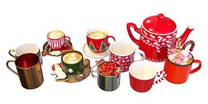 3D Christmas Tea Coffe Cans Mugs