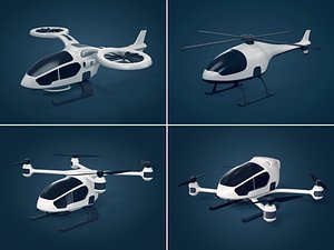 Fantasy Futuristic Helicopter Pack - Generic Taxi Drone - VTUAV VTOL