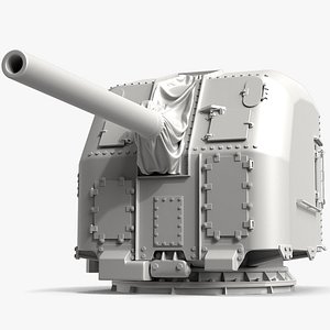 5-inch Mark 30 enclosed base naval cannon 3D model