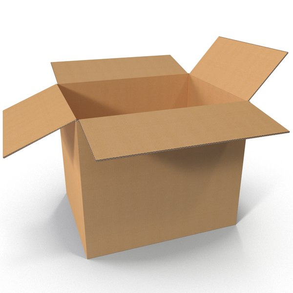 3d model open cardboard box