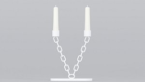 Alphabet V White Chain Candleholder 3D Model True PBR Renders Zero Cleanup UVs 4K PBR Textures 3D model