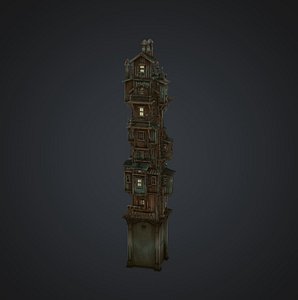 Stylized Steampunk Tower House 3D