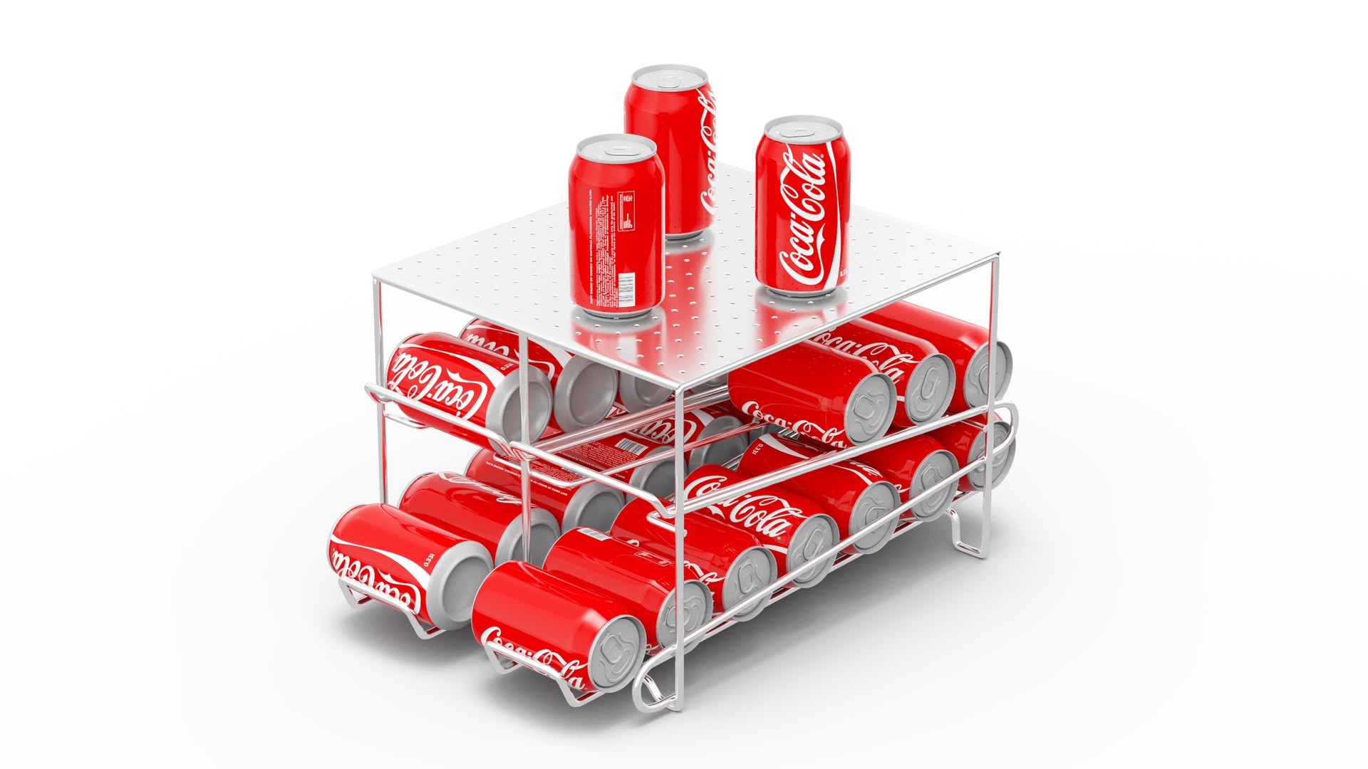 2 Tier Can Rack Organizer Chrome with Cola Cans 3D model - TurboSquid ...