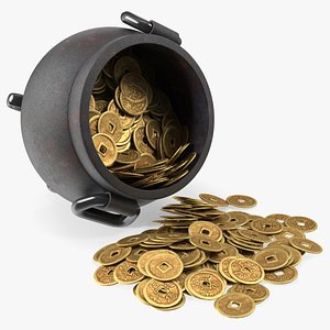 Coins Falling Out from Pot