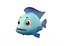 Blue Tilapia animated fish low poly toon