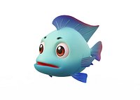 Blue Tilapia animated fish low poly toon