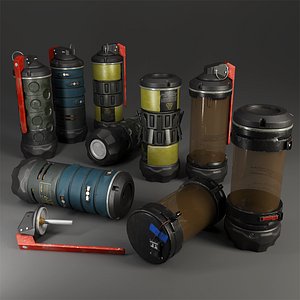 3D Sci-Fi Grenade Pack Low-poly