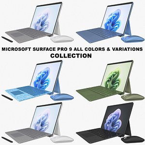 Microsoft Surface Pro 9 All Colors and Variations Rigged  Animated