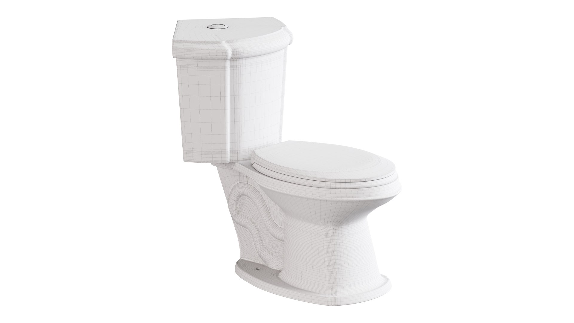 3D Corner Elongated Two Piece Dual Flush Bathroom Toilet Model ...