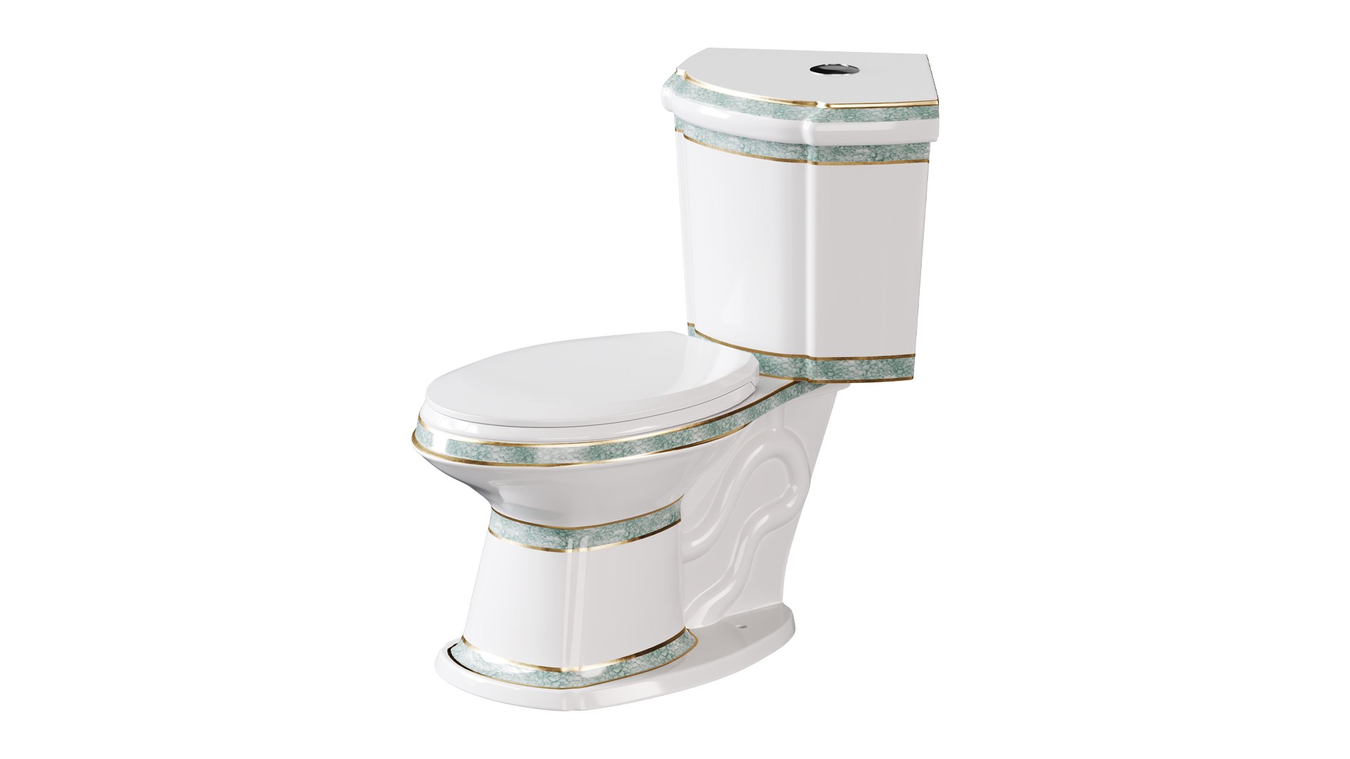 3D Corner Elongated Two Piece Dual Flush Bathroom Toilet Model ...
