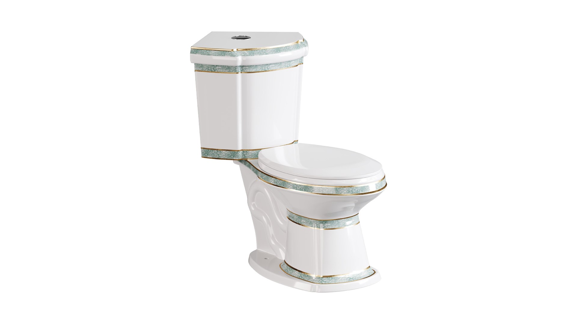 3D Corner Elongated Two Piece Dual Flush Bathroom Toilet Model ...