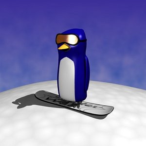 3ds max snowboarding penguin