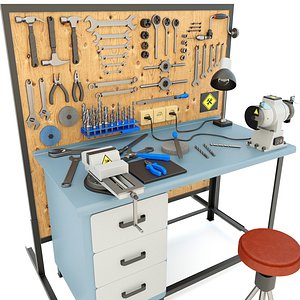 Workbench and workshop Industrial garage hand tools - Tree 3D model
