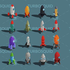 Low Poly Rocket Isometric Low-poly 3D model