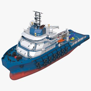 3D Ocean Support Vessel with Helicopter