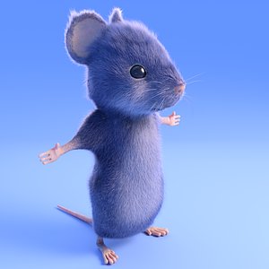Mouse - Cartoon style - Grey fur - rigged